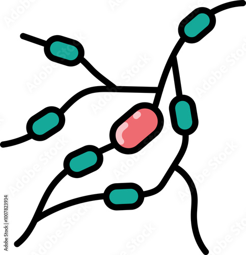 Swollen lymph nodes line icon