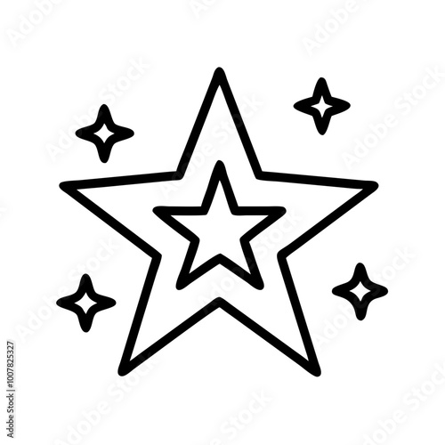 Vector icon of a star with multiple layers and shining elements 