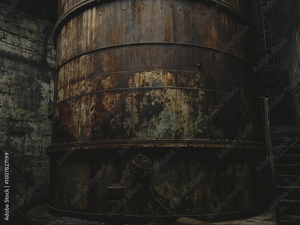 Time Worn: Old Weathered Oil Tank Surface Covered in Rust and Texture Time Worn: Old Weathered Oil Tank Surface Covered in Rust and Texture