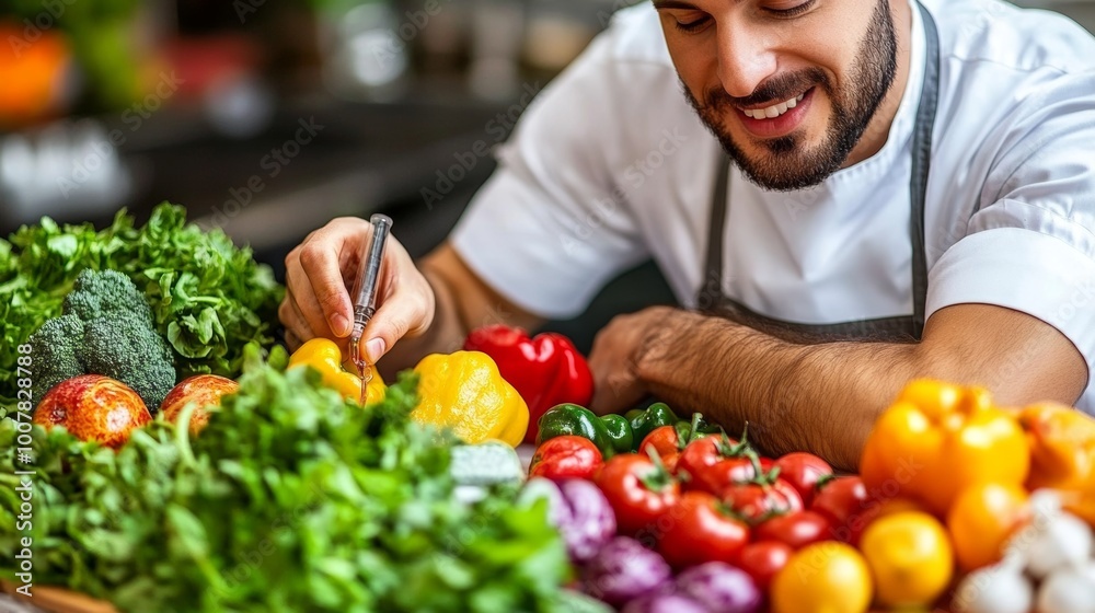 Chef Preparing Fresh Vegetables for Healthy Meal Chef Preparing Fresh Vegetables for Healthy Meal