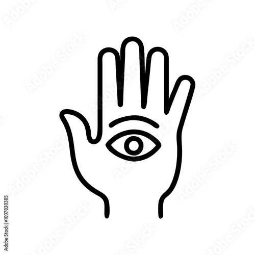 Vector icon of Tarot Star with mystical palm and eye symbol
