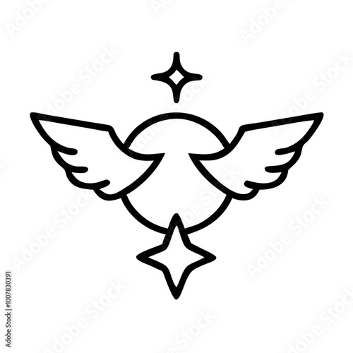 Vector icon of Tarot Destiny's Echo with abstract wings and stars
