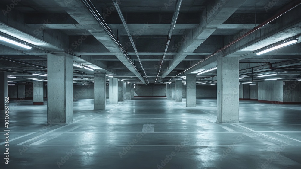 Newly built empty parking garage of the shopping center Newly built empty parking garage of the shopping center