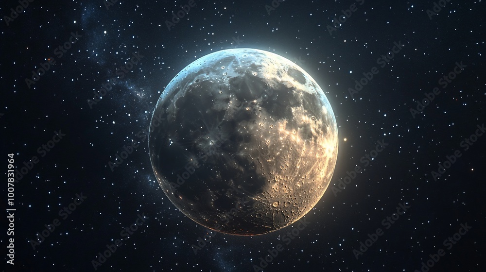Full moon with a starry sky in the background. Full moon with a starry sky in the background.
