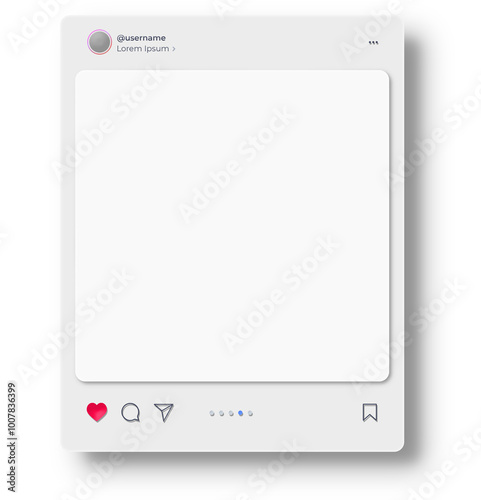 Social media post interface mockup. Social media mobile app page template design for user carousel post feed. Minimal design interface mobile app template of popular social network