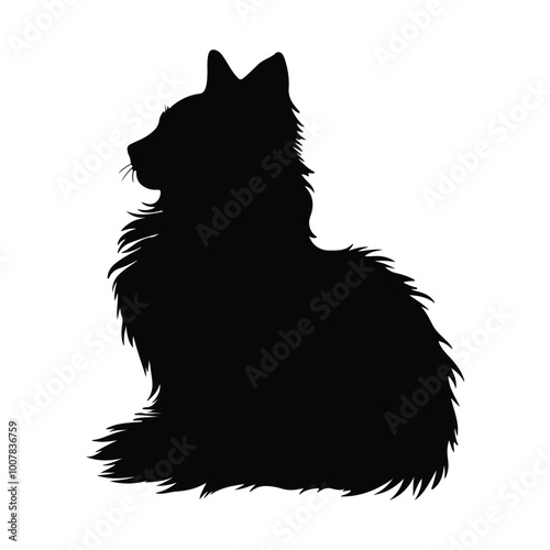 Black silhouette of flurry Cat 