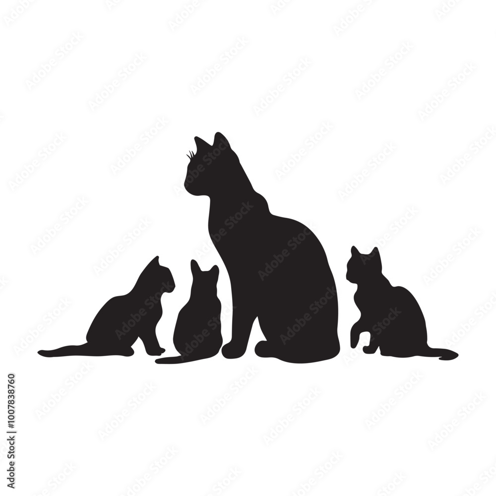 A Mother cat with kitten isolated white background A Mother cat with kitten isolated white background