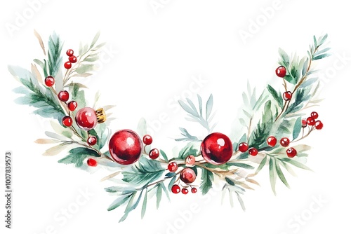 Watercolor illustration christmas garland