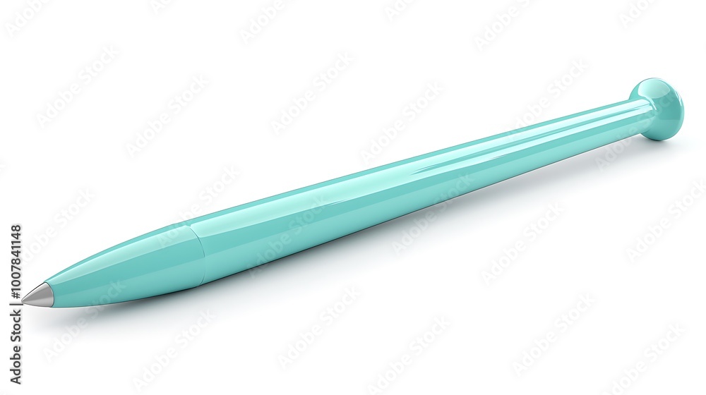 A turquoise pen, simple and striking, isolated on a white background. A turquoise pen, simple and striking, isolated on a white background.