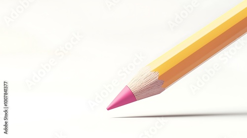 A bright yellow pencil with a pink eraser, a classic symbol of creativity and design.