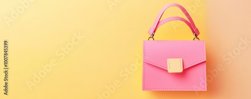 Boldcolored mini bag, fashionforward trend, copy space, flat design illustration photo