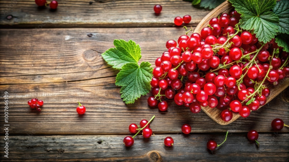 Red currant berries arranged on a rustic wooden background, red currant, berries, fruit, wooden, background, organic, fresh Red currant berries arranged on a rustic wooden background, red currant, berries, fruit, wooden, background, organic, fresh