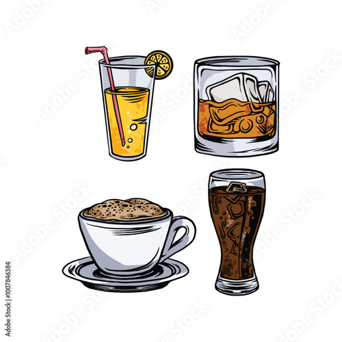 Cafe Drinks Vector Style