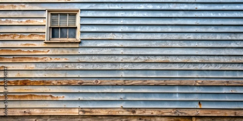 A house exterior wall with worn plastic siding in need of replacement, house, exterior, wall, plastic, siding