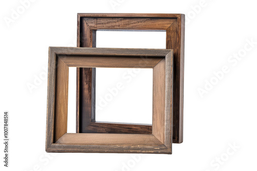 Transparent Wooden Picture Frames Overlapping, Black Background