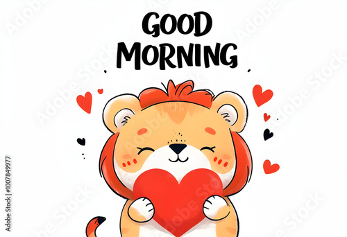 lion, animal, text, Good Morning, Generative AI