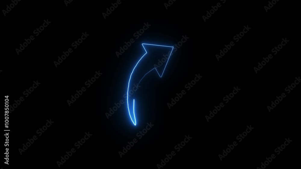 Neon arrow symbol curved arrow concept animation.