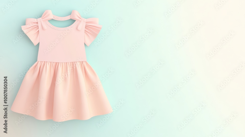 Microfashion baby girl dress, pastel tones, copy space, flat design illustration Microfashion baby girl dress, pastel tones, copy space, flat design illustration
