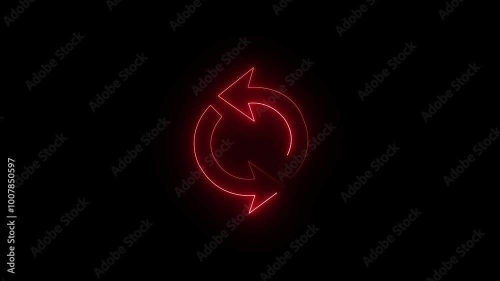 Neon arrow icon various color circle arrow concept animation on black background. Neon arrow icon various color circle arrow concept animation on black background.