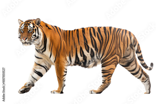 Transparent Tiger Walking Isolated on Black Background photo