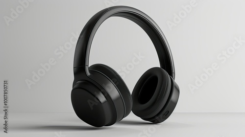 A pair of black headphones with a black band