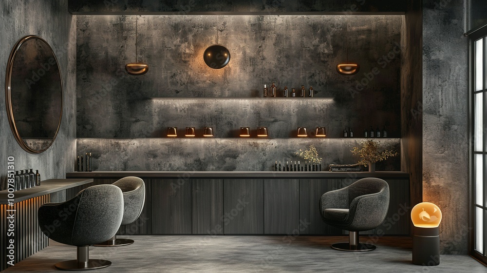 Mockup of a Chic Salon Interior: Armchairs and Shelving with Accessories Mockup of a Chic Salon Interior: Armchairs and Shelving with Accessories