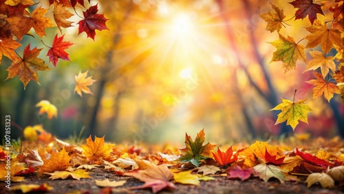 Scenic autumn background with colorful leaves on the ground, autumn, fall, background, foliage, season, vibrant, nature