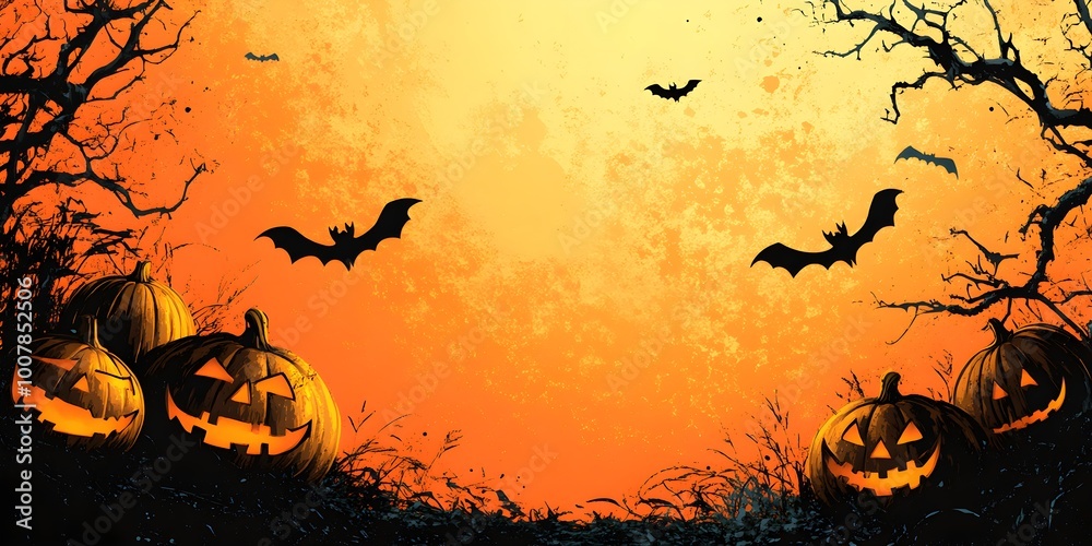 Halloween background with pumpkins