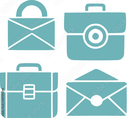 Blue Briefcase set vector illustration generated Ai