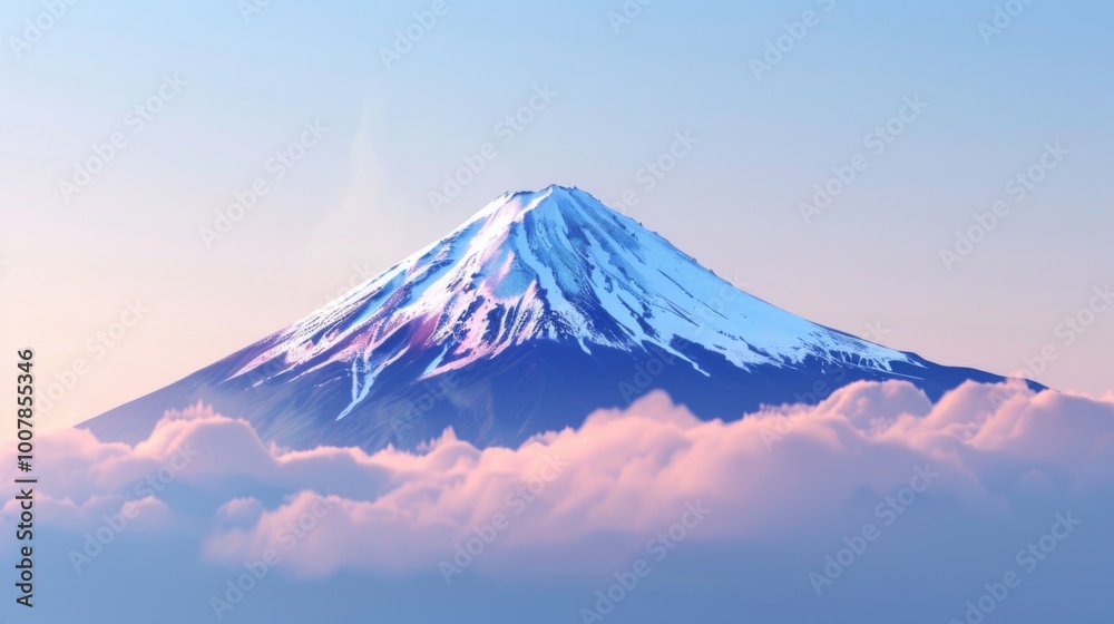 Fototapeta premium Serene View of Mount Fuji at Sunrise