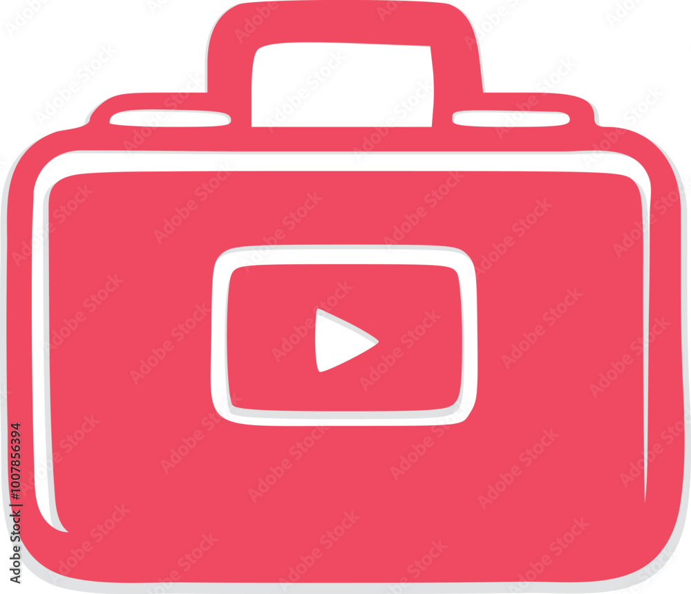 Red YouTube bag icon hand drawing concept generated Ai Red YouTube bag icon hand drawing concept generated Ai