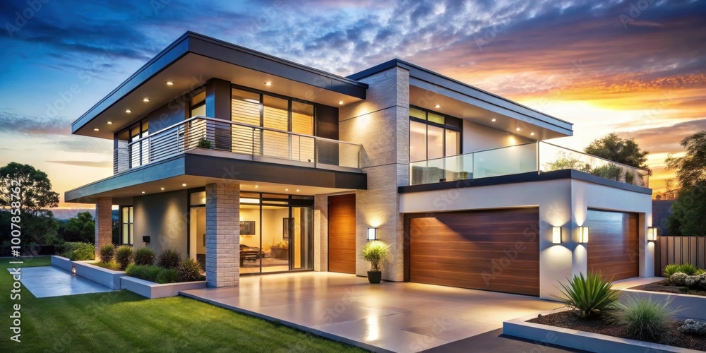 Fototapeta premium Luxurious modern smart house with sleek design and high-tech amenities, luxury, modern, smart, house, sleek