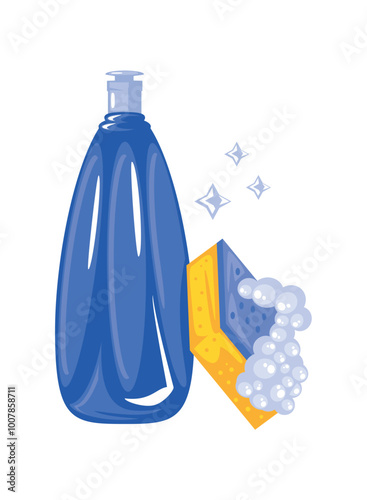 chemical clean spray bottle and sponge