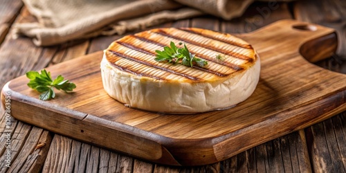 Grilled Rennet or Coalho cheese on a wooden board, cheese, grilled, Rennet, Coalho, wooden board, food, appetizer, Brazil, cookout