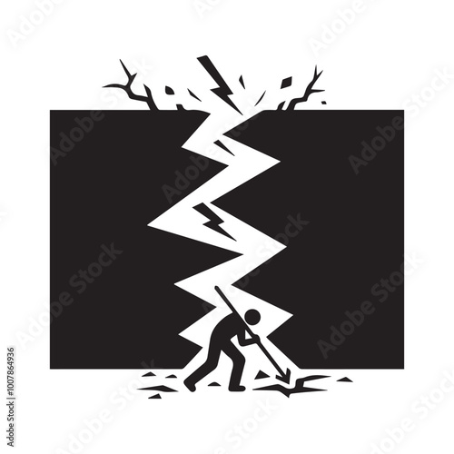 Crack in ground concept icon. Vector illustration.