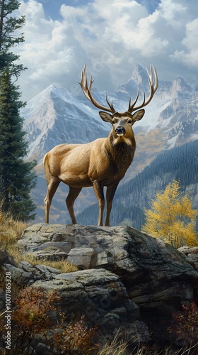 Majestic Elk in Mountain Landscape