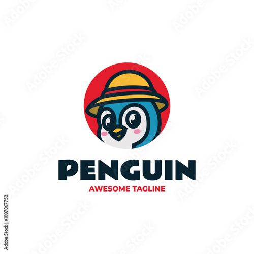 Vector Logo Illustration Penguin Mascot Cartoon Style