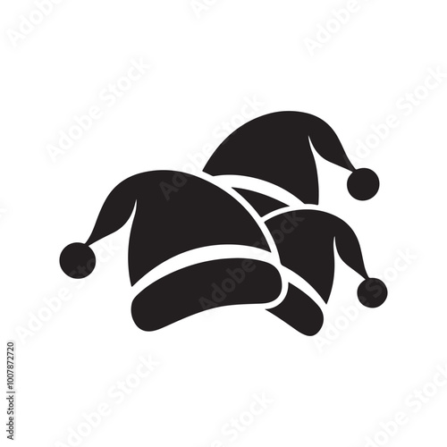 Silhouette of santa claus hat, Christmas santa claus hat vector set