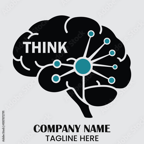 Wallpaper Mural Human brain psychology icon logo with simple neurological concept vector illustration, Brain line icon, Neuro Education medical science logo design with text Think Torontodigital.ca