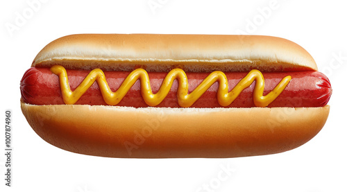 Hot dog with mustard isolated on transparent background