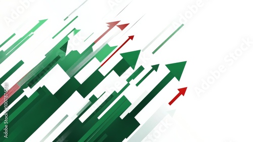 A vector illustration of green arrows moving forward, featuring a white and green color theme.