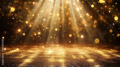 Wallpaper Mural A shimmering golden background with beams of light, creating a festive atmosphere. Torontodigital.ca