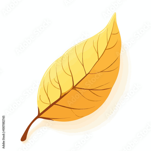 Single Yellow Autumn Leaf Illustration 
