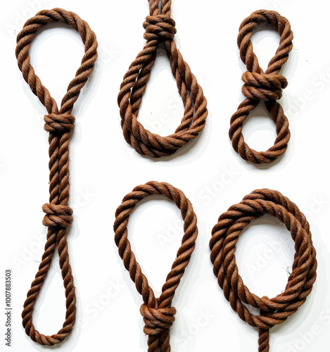 Rope Knots on White Background