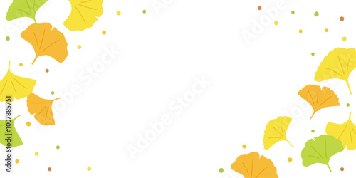 イチョウの長方形フレームイラスト素材