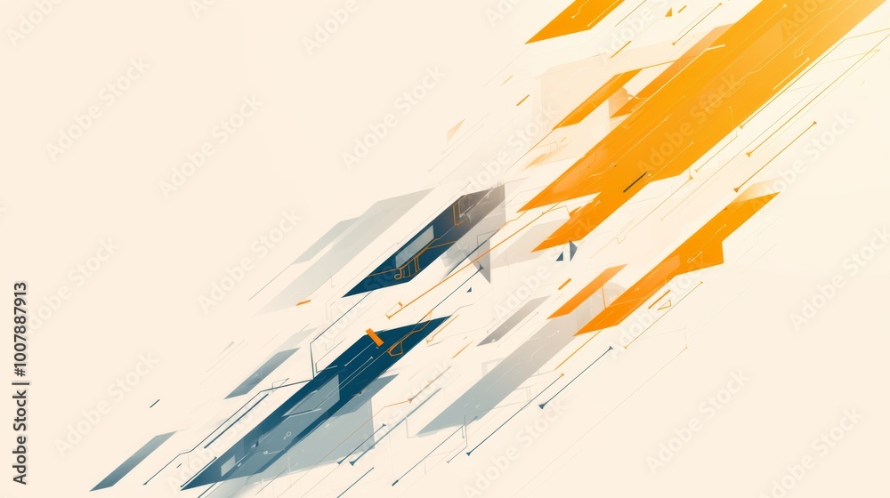 Fototapeta premium Orange arrows moving forward in a vector illustration with a white and orange color theme with black tone