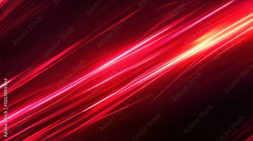 Fototapeta premium Abstract image featuring dynamic red light streaks, evoking energy and motion.