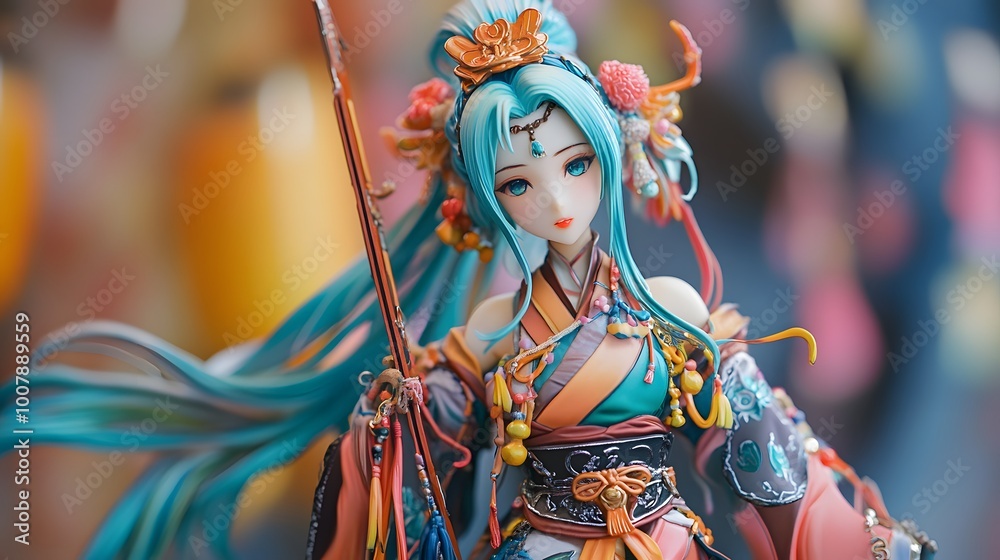 Poseable anime figure with vibrant colors and detailed costume design Poseable anime figure with vibrant colors and detailed costume design