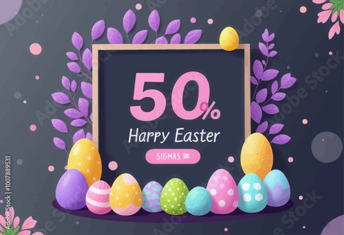 Easter Sale Banner with 50% Off 
