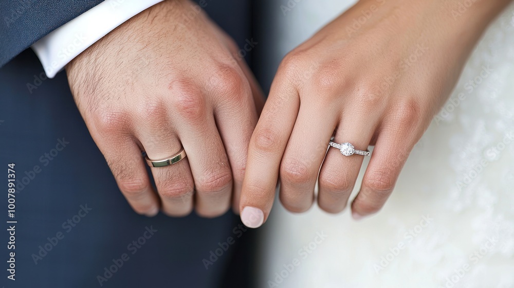 Promise of Forever: Couple Holding Hands with Engagement Rings Signifying Love and Commitment Promise of Forever: Couple Holding Hands with Engagement Rings Signifying Love and Commitment